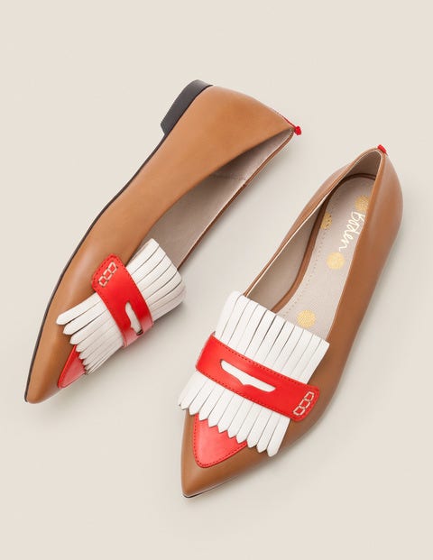 Bea Fringe Flats - Gingerbread/Post Box Red Bea Fringe Flats - Gingerbread/Post Box Red