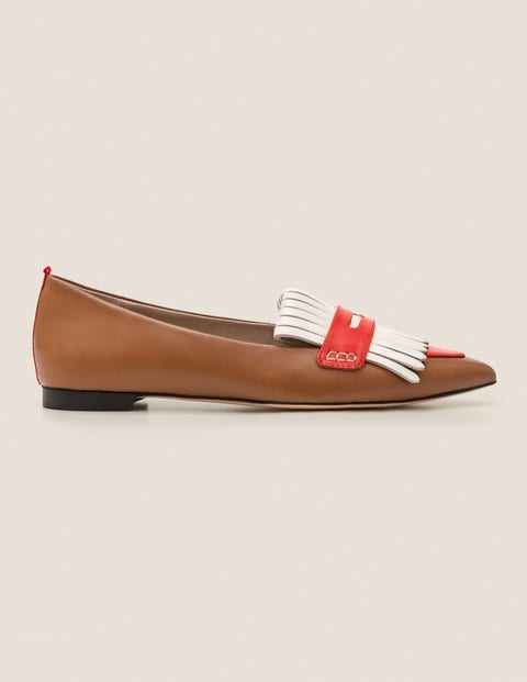 Bea Fringe Flats - Gingerbread/Post Box Red Bea Fringe Flats - Gingerbread/Post Box Red