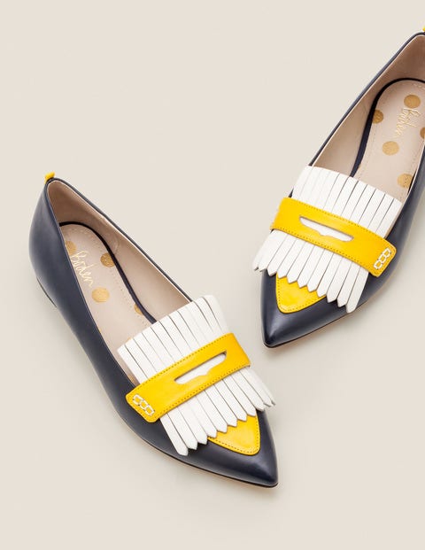 Bea Fringe Flats - Navy/Saffron Bea Fringe Flats - Navy/Saffron