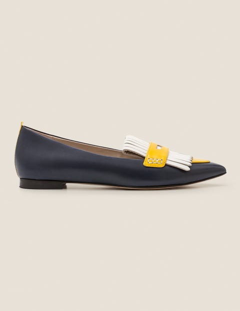 Bea Fringe Flats - Navy/Saffron Bea Fringe Flats - Navy/Saffron