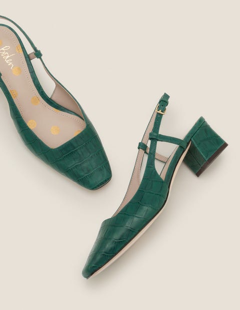Kiera Heeled Slingbacks - Woodland Green Croc Kiera Heeled Slingbacks - Woodland Green Croc