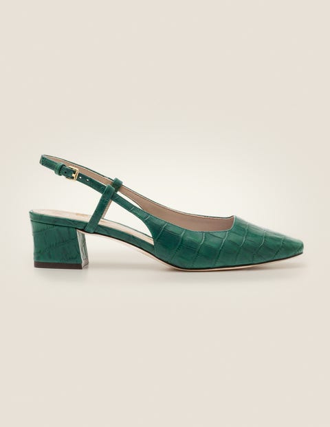 Kiera Heeled Slingbacks - Woodland Green Croc Kiera Heeled Slingbacks - Woodland Green Croc