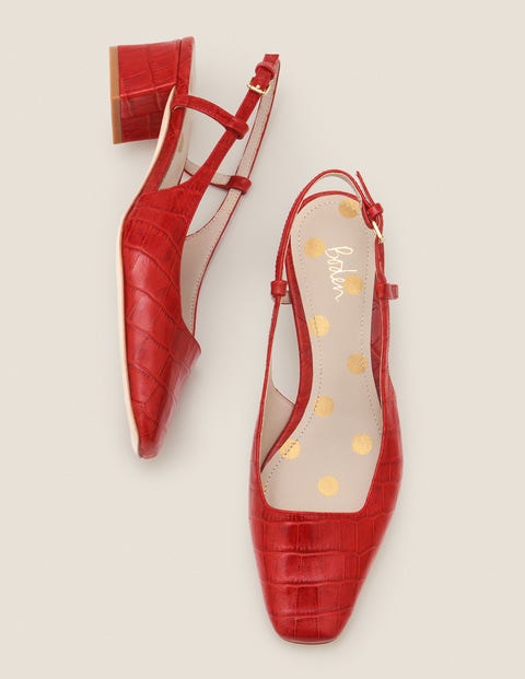 Kiera Heeled Slingbacks - Red Croc Kiera Heeled Slingbacks - Red Croc