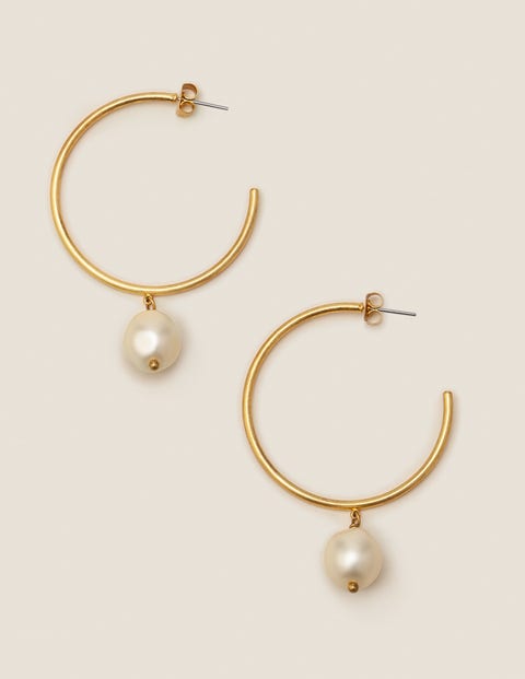 Gold Pearl Hoops