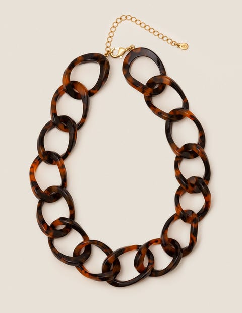 Resin Link Necklace - Brown Tortoiseshell Resin Link Necklace - Brown Tortoiseshell