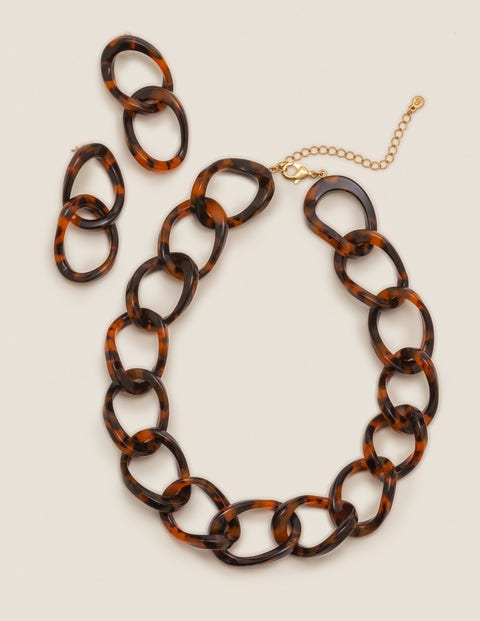 Resin Link Necklace - Brown Tortoiseshell Resin Link Necklace - Brown Tortoiseshell
