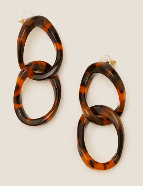 Resin Link Earrings - Brown Tortoiseshell Resin Link Earrings - Brown Tortoiseshell