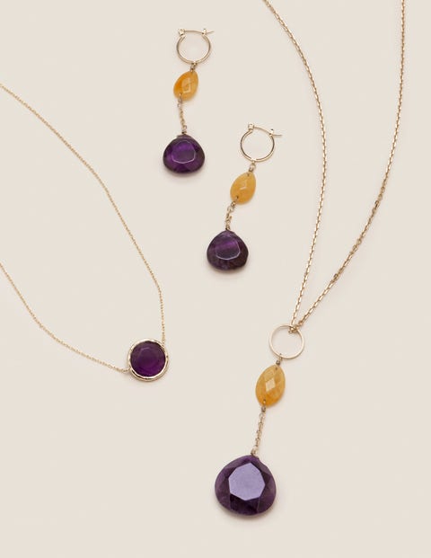 Semi-Precious Drop Earrings - Amethyst Semi-Precious Drop Earrings - Amethyst