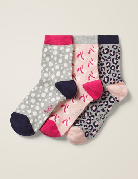 Three Pack Ankle Socks - Grey Multi Three Pack Ankle Socks - Grey Multi