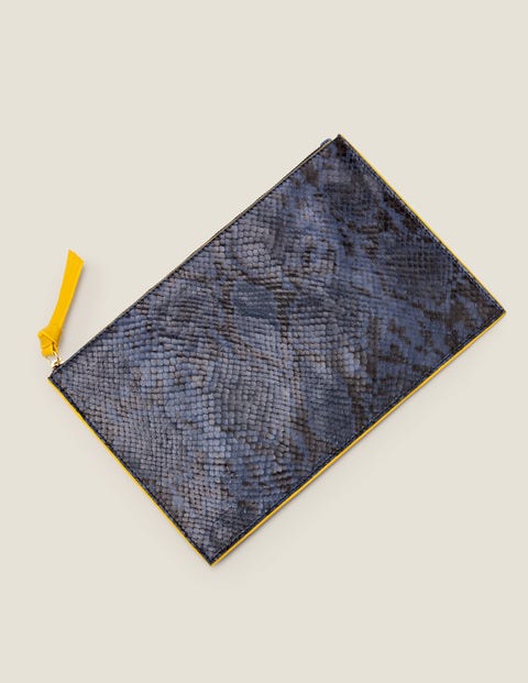 Grande Pochette Keepsake En Cuir - Serpent bleu marine Grande Pochette Keepsake En Cuir - Serpent bleu marine