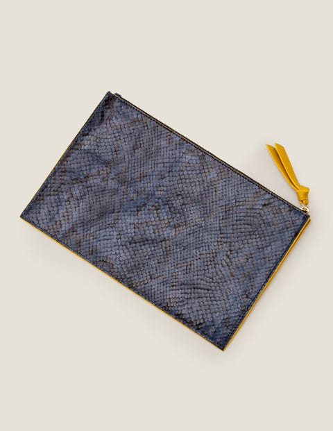Grande Pochette Keepsake En Cuir - Serpent bleu marine Grande Pochette Keepsake En Cuir - Serpent bleu marine