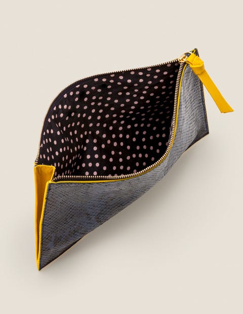 Grande Pochette Keepsake En Cuir - Serpent bleu marine Grande Pochette Keepsake En Cuir - Serpent bleu marine