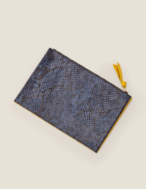 Lederbeutel - Navy, Schlangenmuster Lederbeutel - Navy, Schlangenmuster