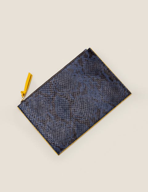 Lederbeutel - Navy, Schlangenmuster Lederbeutel - Navy, Schlangenmuster