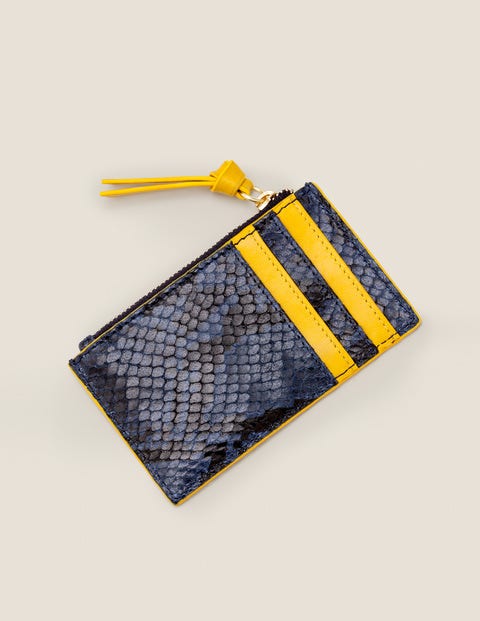 Münz- Und Kartenetui Aus Leder - Navy, Schlangenmuster Münz- Und Kartenetui Aus Leder - Navy, Schlangenmuster