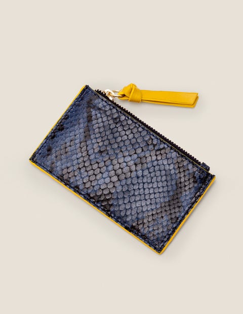Münz- Und Kartenetui Aus Leder - Navy, Schlangenmuster Münz- Und Kartenetui Aus Leder - Navy, Schlangenmuster