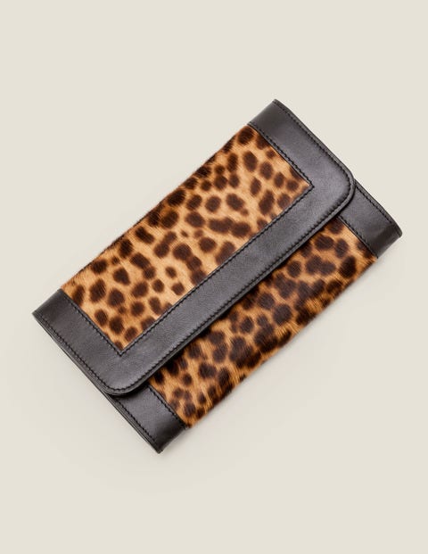 Leather Purse - Tan Leopard/Black Leather Purse - Tan Leopard/Black