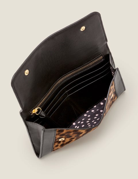 Leather Purse - Tan Leopard/Black Leather Purse - Tan Leopard/Black