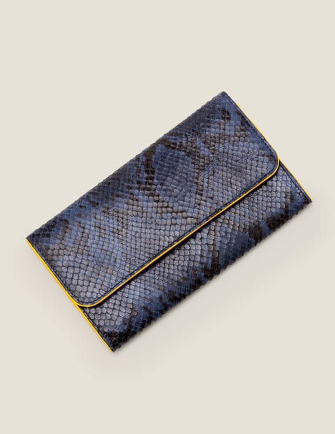 Ledergeldbörse - Navy, Schlangenmuster Ledergeldbörse - Navy, Schlangenmuster