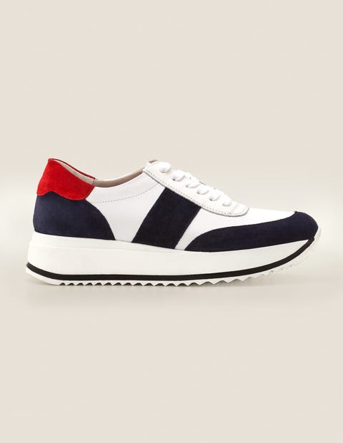 Platform Leather Sneakers - White/Navy Platform Leather Sneakers - White/Navy