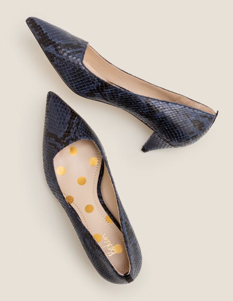 Dora Kitten Heels - Navy Snake Dora Kitten Heels - Navy Snake