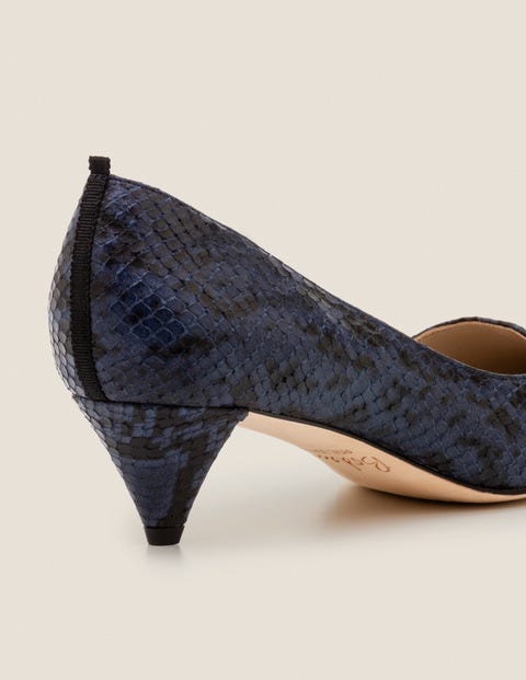 Dora Kitten Heels - Navy Snake Dora Kitten Heels - Navy Snake