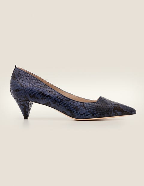 Dora Kitten Heels - Navy Snake Dora Kitten Heels - Navy Snake