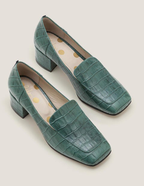 Carina Heeled Loafers - Woodland Green Croc Carina Heeled Loafers - Woodland Green Croc