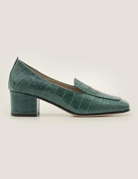 Carina Heeled Loafers - Woodland Green Croc Carina Heeled Loafers - Woodland Green Croc