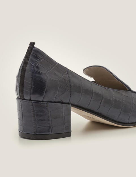 Carina Heeled Loafers - Navy Croc Carina Heeled Loafers - Navy Croc
