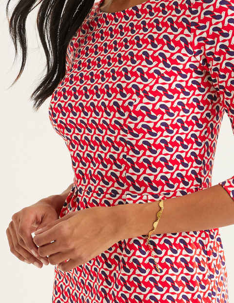 Penny Jersey Dress - Post Box Red, Dove Geo Penny Jersey Dress - Post Box Red, Dove Geo