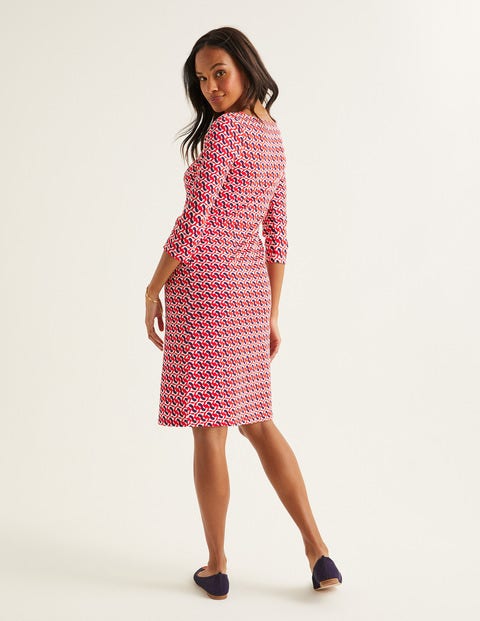 Penny Jersey Dress - Post Box Red, Dove Geo Penny Jersey Dress - Post Box Red, Dove Geo