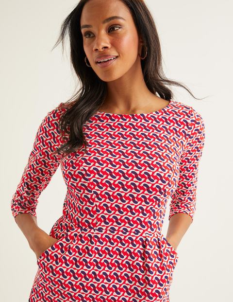Penny Jersey Dress - Post Box Red, Dove Geo Penny Jersey Dress - Post Box Red, Dove Geo