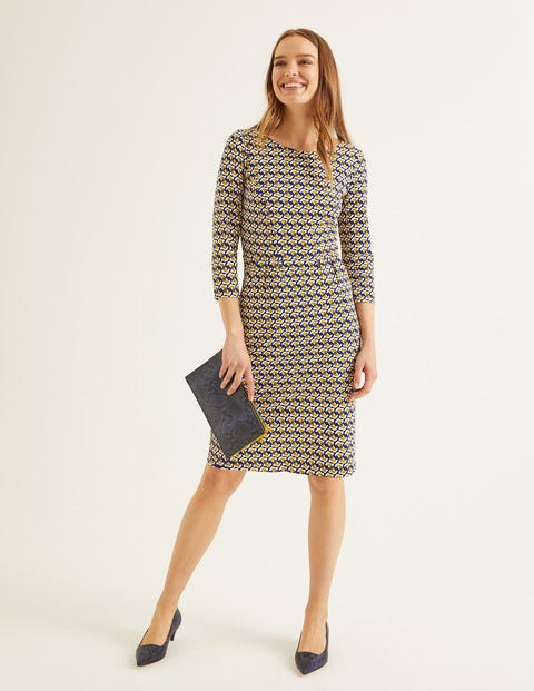 Penny Jersey Dress - Navy and Saffron, Dove Geo Penny Jersey Dress - Navy and Saffron, Dove Geo