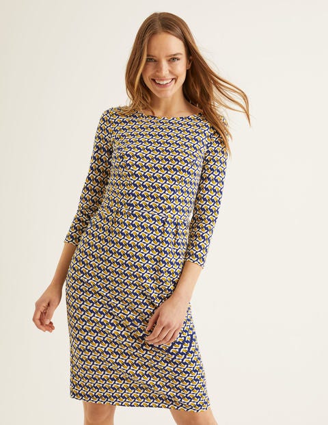 Penny Jersey Dress - Navy and Saffron, Dove Geo Penny Jersey Dress - Navy and Saffron, Dove Geo