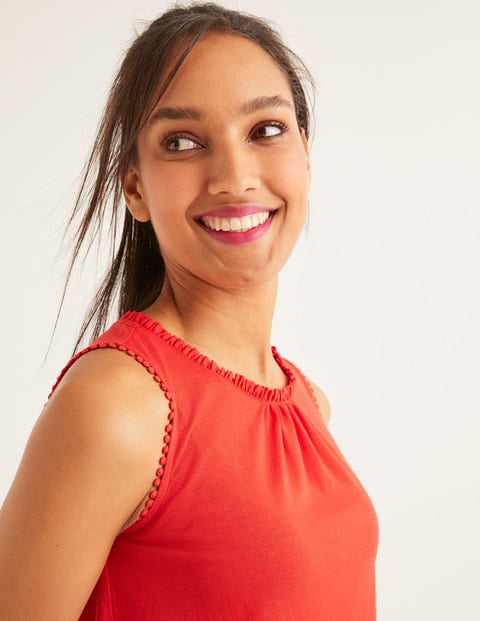Frill Jersey Vest - Red Pop Frill Jersey Vest - Red Pop