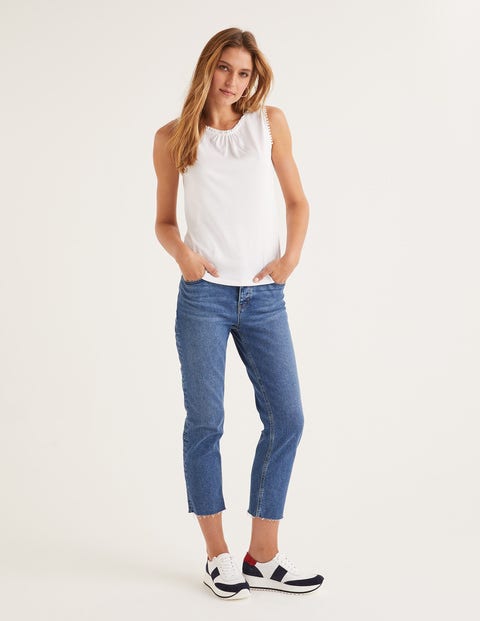 Frill Jersey Tank - White Frill Jersey Tank - White