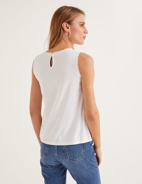 Frill Jersey Tank - White Frill Jersey Tank - White