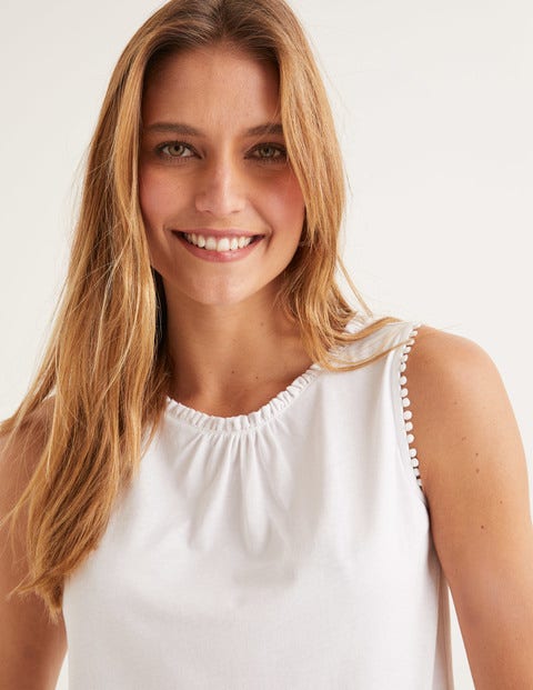Frill Jersey Tank - White Frill Jersey Tank - White