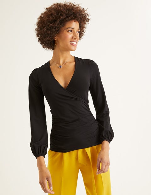 Elodie Jersey Wrap Top - Black Elodie Jersey Wrap Top - Black