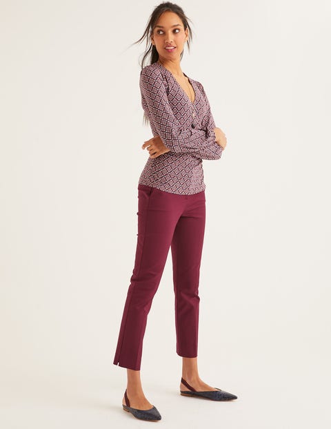 Elodie Jersey Wrap Top - Conker, Ornate Tile Elodie Jersey Wrap Top - Conker, Ornate Tile