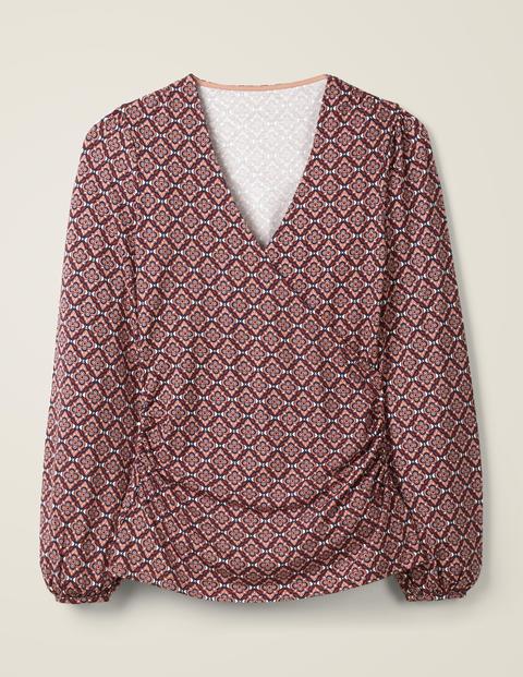 Elodie Jersey Wrap Top - Conker, Ornate Tile Elodie Jersey Wrap Top - Conker, Ornate Tile