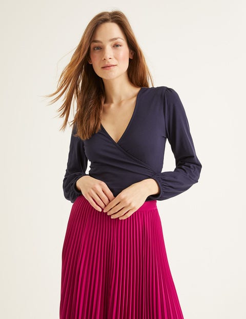 Elodie Jersey Wrap Top - Navy Elodie Jersey Wrap Top - Navy