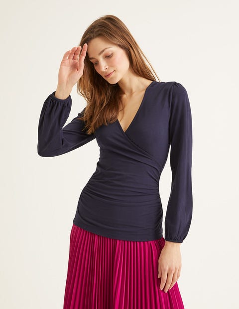 Elodie Jersey Wrap Top - Navy Elodie Jersey Wrap Top - Navy