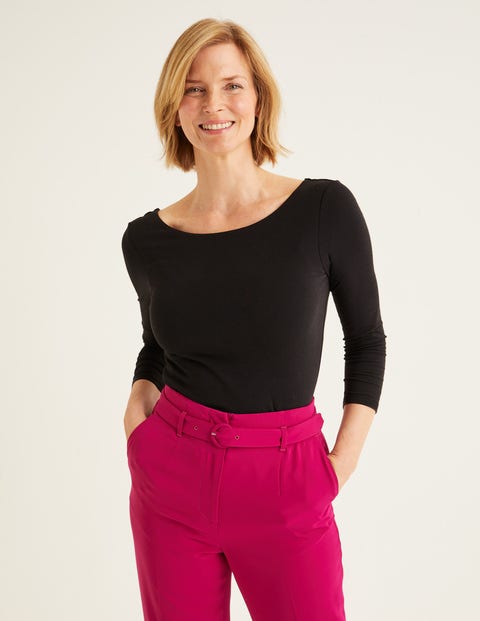 Double Layer Scoop Back Top - Black Double Layer Scoop Back Top - Black
