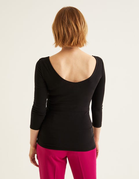Double Layer Scoop Back Top - Black Double Layer Scoop Back Top - Black