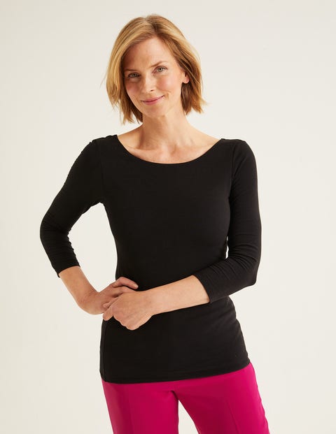 Double Layer Scoop Back Top - Black Double Layer Scoop Back Top - Black