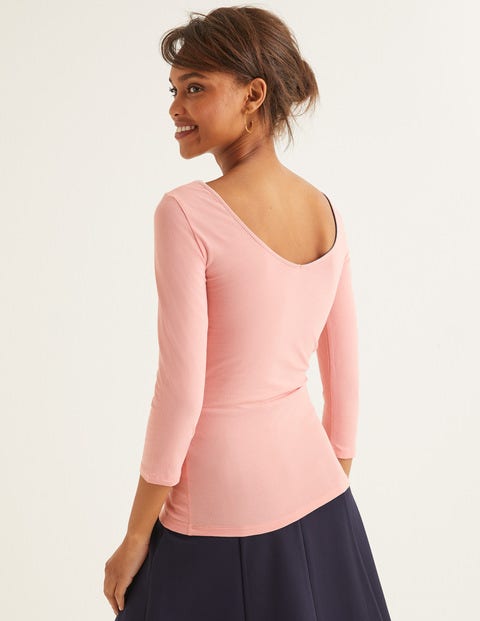 Double Layer Scoop Back Top - Chalky Pink Double Layer Scoop Back Top - Chalky Pink