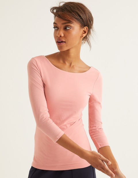 Double Layer Scoop Back Top - Chalky Pink Double Layer Scoop Back Top - Chalky Pink