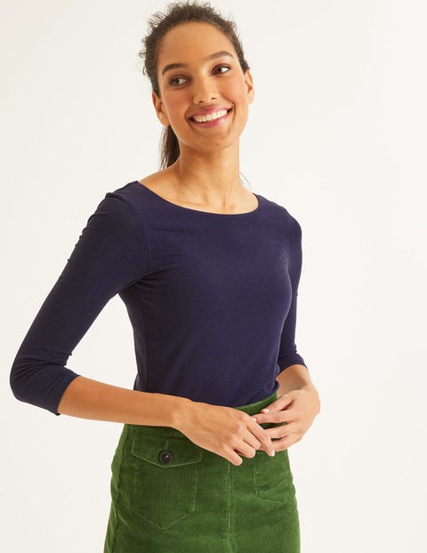 Doppellagiges Top Mit Rückseitigem V-Ausschnitt - Navy Doppellagiges Top Mit Rückseitigem V-Ausschnitt - Navy